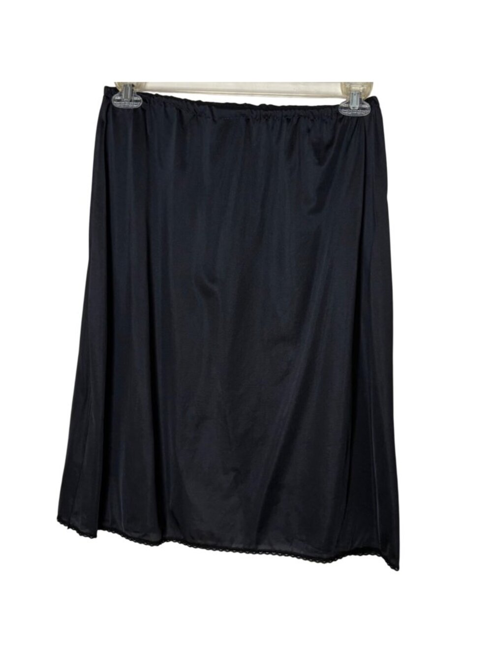 Lorraine Women's Large Black Nylon Half Slip Skirt Lace Trim Vintage Made In USA